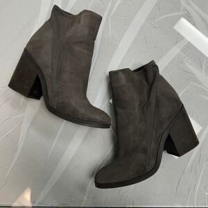 Grey Heeled Faux Suede Ankle Boots